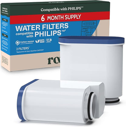 Roobi Compatible Philips Water Filters. Specially Designed for Philips Coffee Machines, Carbon Neutral Aqua Clean Water Filters. 2 Pack, 6 Months Supply.