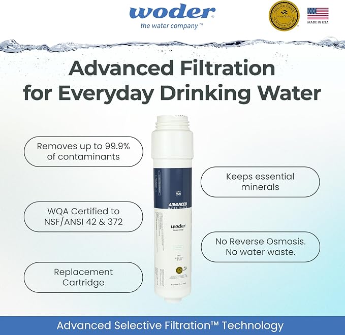 WD-G4-L Replacement Cartridge, Advanced Selective Filtration, US Made | Fits WD-G4-DC & JG, 2nd Stage in All Dual-Stage Systems, WQA Certified, Tool-Free Auto Shut-Off Swap, 1-Yr Rated Warranty