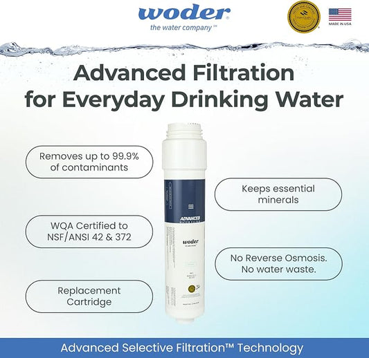 WD-G4-L Replacement Cartridge, Advanced Selective Filtration, US Made | Fits WD-G4-DC & JG, 2nd Stage in All Dual-Stage Systems, WQA Certified, Tool-Free Auto Shut-Off Swap, 1-Yr Rated Warranty