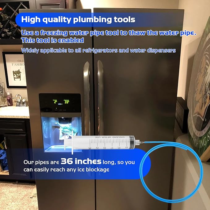 Refrigerator Cleaning Tool Kit - Frozen Water Pipe Tool - 36in - for Quickly and Easily Unfreeze Your Refrigerator Water Dispenser - Universal Works On All Fridge Brands