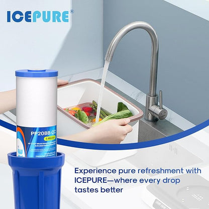 ICEPURE 5 Micron 20" x 4.5" Whole House Sediment Water Filter Cartridge Replacement for AP810-2, SP-DD-5005-20BB, DGD-5005-20, FPMB5-20, P5-20BB, FP25B, SDG-45-2005, CMMF0520-45W1, 4PACK