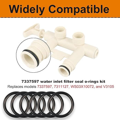 The 7337597 (Also Called 7311127, WS03X10072, and V3105) Water Softener o-Ring，Compatible with Bypass Valve on Kenmore, EcoPure, GE, Northstar, Sears, Clack,North Star.(6 Pack)