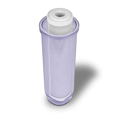 Dual Whole House Water Filter System, Transparent Standard Housings, Presser Relief Button, 3/4” Inlet/Outlet Brass Port, Meets NSF Standards & Regulations (Carbon Block and Sediment Filters)