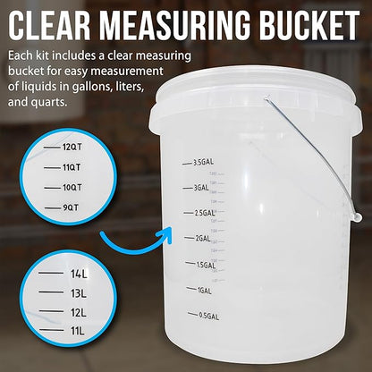 DrainX Tankless Water Heater Flushing Kit Includes Submersible Pump, Hoses, Liquid Descaler Solution, and Measuring Bucket