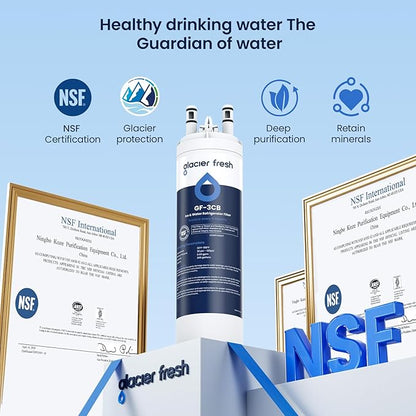 GLACIER FRESH WF3CB Refrigerator Water Filter Replacement for PureSource 3, 706465, WF425, PS3412266, AP4567491, 242017800 Refrigerator Water Filter, Pack of 2