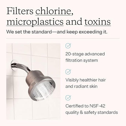 MDhair Replacement Shower Filter - 20-Stage Filtration for Chlorine, Heavy Metals & Hard Water, Restores Hair & Skin Health, Fits MDhair Filtered Showerhead, 3-Month Use, High Pressure (1 Pack)