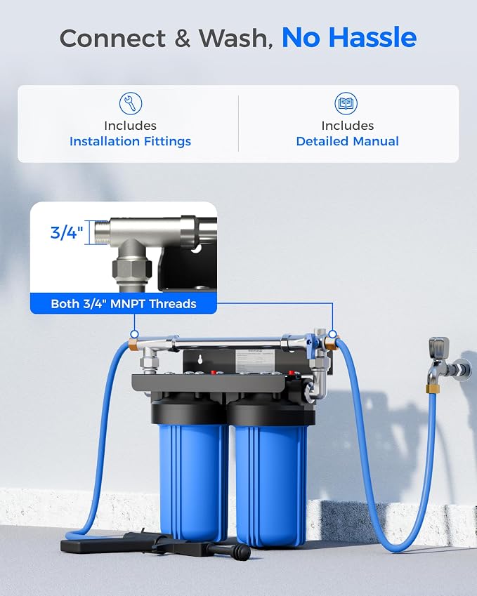 Waterdrop CWE Spotless Water System for Car Wash, Deionized Water System | Resin Water Deionizer, Spot Free Rinse for Cars, RVs, Motorcycles & Boats, with Bypass Valve, 10 Inch