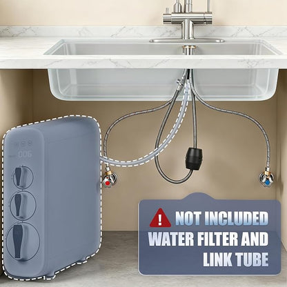 Waterfall Kitchen Faucet with Water Filter,Upgraded Separate Drinking Water 2 Handle Kitchen Faucet with Pull Down Sprayer, Brushed Nickel 3 in 1 Sink Faucets, Without Water Filtration Device