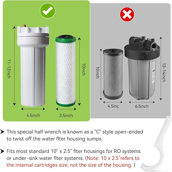 Water Filter Wrench Replacement for APEC Half 180° Filter Housing Wrench Fits Most 10" x 2.5" Undersink Housing Canisters, Compatible with APEC Water System Reverse Osmosis Filter Wrench