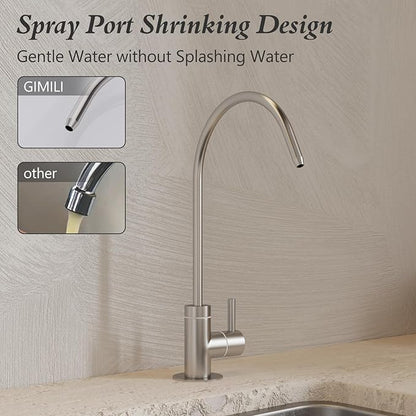 GIMILI Drinking Water Faucet for Kitchen Sink, Kitchen Water Filter Faucet Stainless Steel for Reverse Osmosis or Water Filtration System Beverage Non-Air Gap RO Faucet Brushed Nickel Finish
