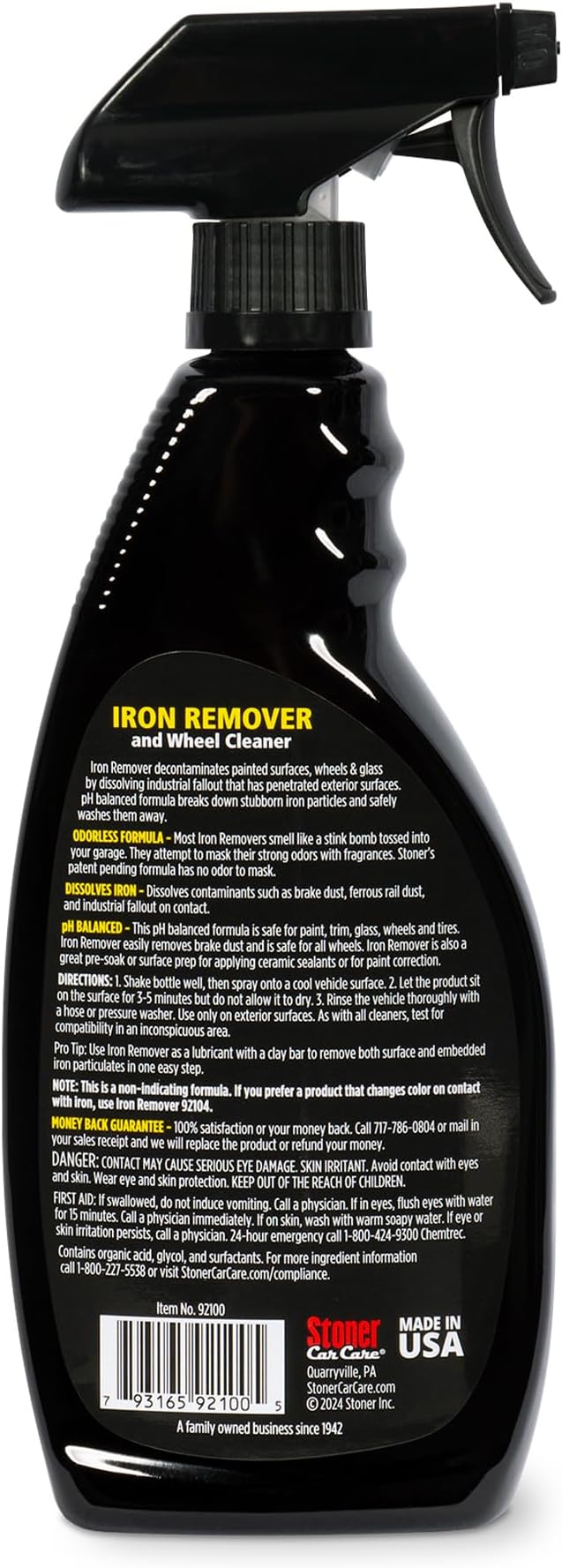 Stoner Car Care 92100-4PK Iron Remover & Wheel Cleaner – Odorless Iron Fallout & Brake Dust Remover for Paint, Wheels & Glass – pH Balanced Rust Decontaminant – 22 fl oz (Pack of 4)