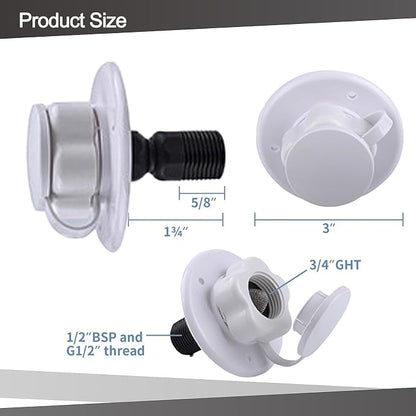 RV City Water Inlet With Check Valve Flange Hose Connector Connection Fill