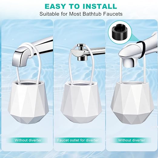 Bath Filter for Tub, Bathtub Water Filter 8-Stage, Bath Water Filter with 2 Pack Filters, Removes 90%+ Chlorine & Impurities, BPA Free, 2.5 GPM High Flow, 77°F-158°F for Skin & Hair Care