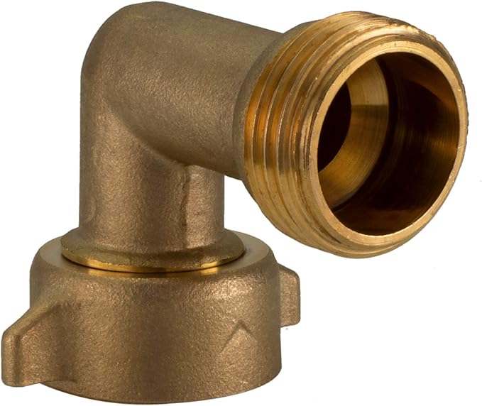 RecPro RV City Water Fill Inlet | Black | Optional Hose Elbow | Flange Brass with Check Valve | Camper | Trailer | Marine | Made in USA (with Hose Elbow)