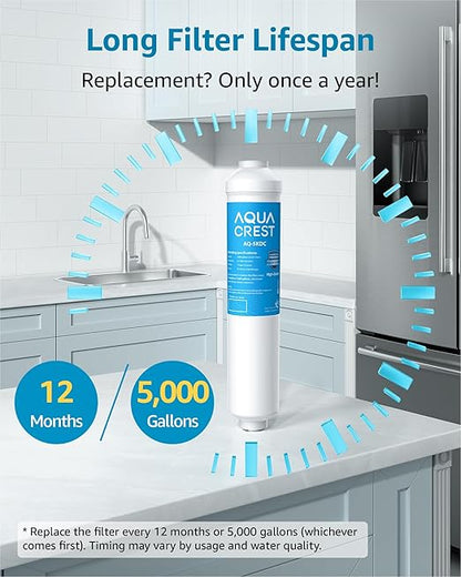 AQUA CREST 5KDC-F Water Filter Replacement for Waterdrop 5KDC Under Sink Water Filter System, Reduces PFAS, PFOA/PFOS, Chlorine, NSF/ANSI Tested 5K Gallons Ultra High Capacity (No Tube)