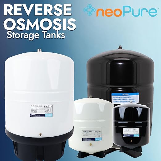NeoPure 11 Gallon Reverse Osmosis Water Storage Tank, White – Pressurized RO Bladder Tank for Residential Drinking Water Filtration Systems, 15.1 x 20.1 Inches