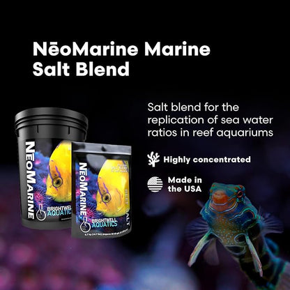 Brightwell Aquatics - NeoMarine Marine Salt Blend for Reef Aquarium - Fish Tank Starter Aquarium Salt - Aquarium Water Treatments, 150-GAL