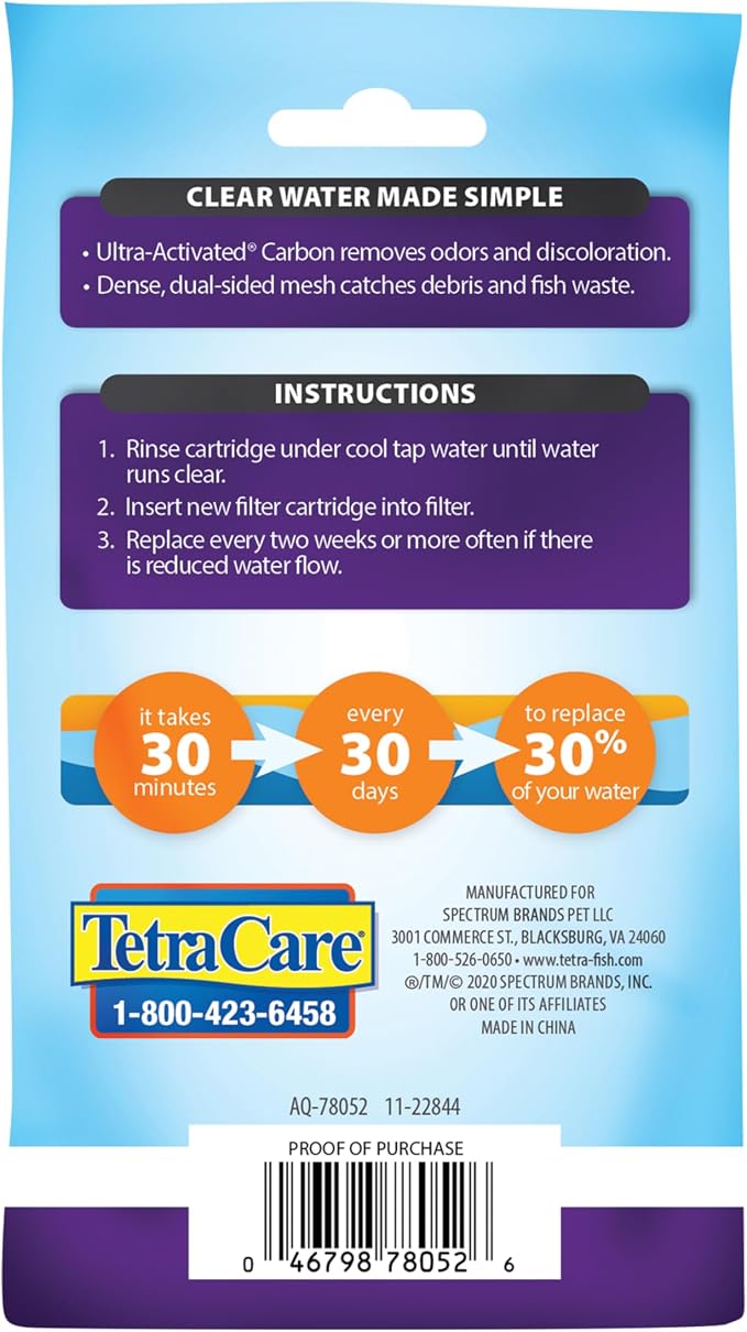 Tetra Whisper XS Filter Cartridges for Aquariums, 4 Count, Ready to Use, Fits Tetra Whisper Filters for Fish Tanks Up to 3 Gal