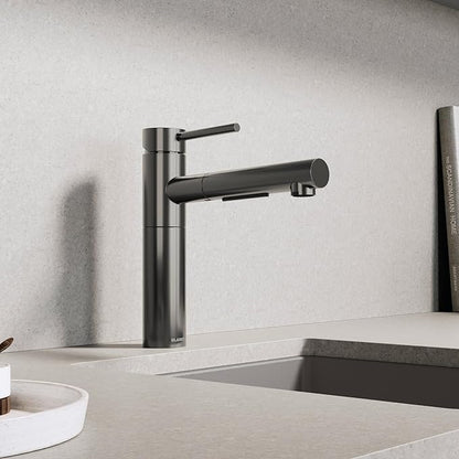 Blanco 527562 Alta II Low Arc Pull-Out Kitchen Faucet - 1.5 GPM - Satin Dark Steel