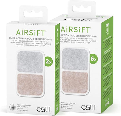 Catit Airsift Dual Action Air Purifier Pad, 2 Pack – Two Media Filter to Keep Litter Box Odors at Bay