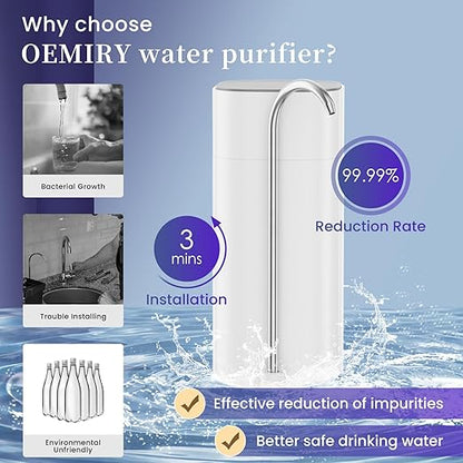 OM-CF02 Countertop Water Filter & OM-CF02 Replacement Filter, Reduces 99.99% Lead, Chlorine, Heavy Metals, Bad Taste & Odor (2 Filters Included)