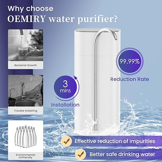OM-CF02 Countertop Water Filter & OM-CF02 Replacement Filter, Reduces 99.99% Lead, Chlorine, Heavy Metals, Bad Taste & Odor (2 Filters Included)