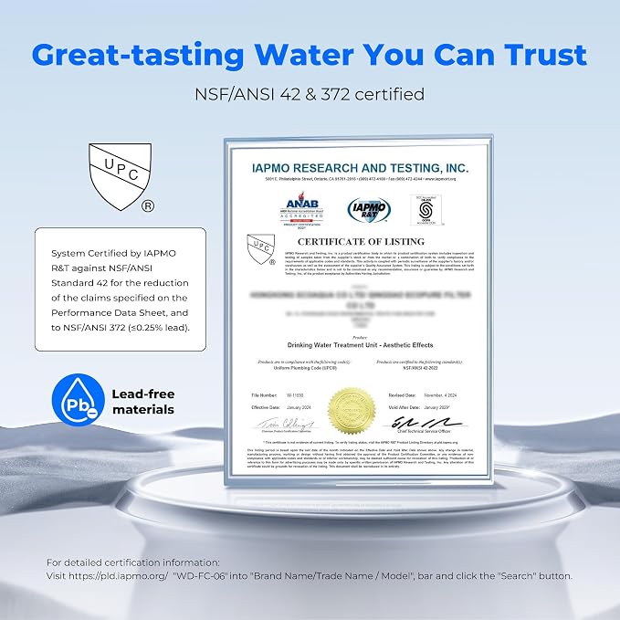 Waterdrop FC-06 Water Filter for Sink Faucet, 360° Rotating Stainless Steel | Reduce Chlorine, NSF Certified Faucet Water Filter for Kitchen Sink, Tap Water Filter, 320 Gallons 3 Months
