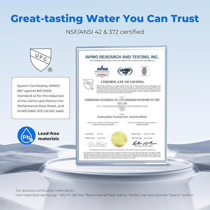 Waterdrop FC-06 Water Filter for Sink Faucet, 360° Rotating Stainless Steel | Reduce Chlorine, NSF Certified Faucet Water Filter for Kitchen Sink, Tap Water Filter, 320 Gallons 3 Months