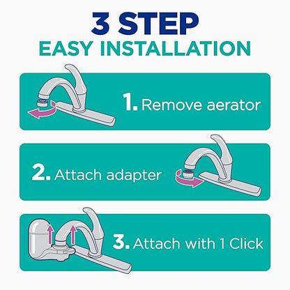 PUR Plus Vertical Faucet Mount Water Filtration System, Lead-Reducing Filter, Great-Tasting, Easy Install, Lasts 100 Gallons, Faucet Water Filter, Compatible with Sinks with External Aerators, Chrome