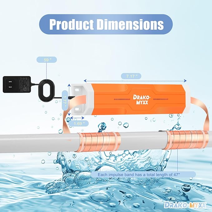 Electronic Water Descaler No Salt Water Treatment System for Whole House, Compatible With Pipes Up to 1 Inch (25.4 mm) in Diameter, Effectively Prevents Limescale Build-Up and Mineral Deposits