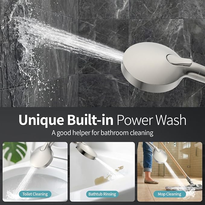 SR SUN RISE NSF Certified Filtered Shower Head 9-Spray Setting with Handheld for Hard Water to Remove Chlorine High Pressure Anti-Clog Nozzles (4 Filters, Brushed Nickel)