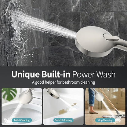 SR SUN RISE NSF Certified Filtered Shower Head 9-Spray Setting with Handheld for Hard Water to Remove Chlorine High Pressure Anti-Clog Nozzles (4 Filters, Brushed Nickel)