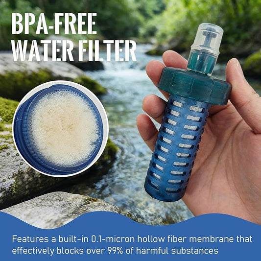 1L Collapsible Water Bottle with Filter for Hiking, Camping & Travel - TPU Soft Flask, 0.1 Micrometer Hollow Fiber Membrane for Clearer, Better Tasting Outdoor Water(Hunter Green)