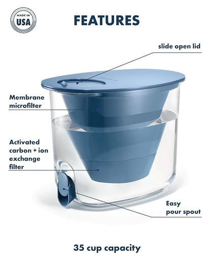 LifeStraw Home — High-Capacity Water Filter Dispenser, 35-Cup, White, BPA-Free Designed for Everyday Protects Against Bacteria, Parasites, Microplastics, PFAS, Lead, and Improves Taste