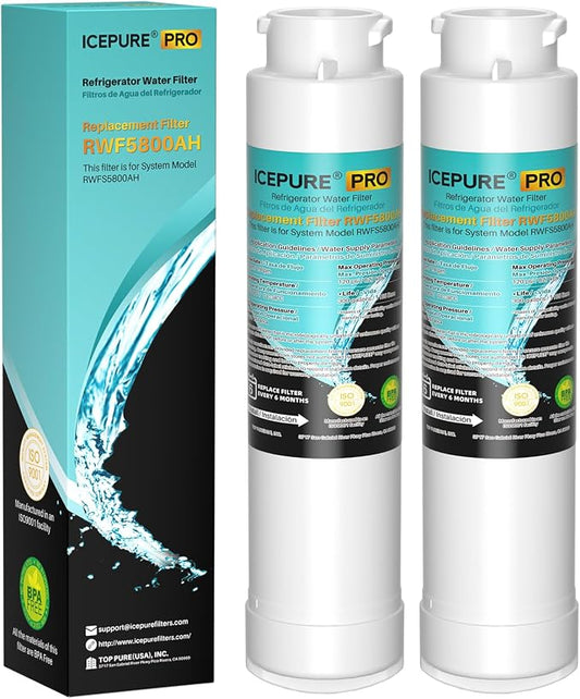 ICEPURE PRO RWF5800AH Replacement for Frigidaire EPTWFU01 EWF02, Pure Source Ultra II, PureSource Ultra 2, SCWFTCTO, GP006, MR022, JO22, BO022, DE022, TH-01, 1007, Refrigerator Water Filter, 2PACK