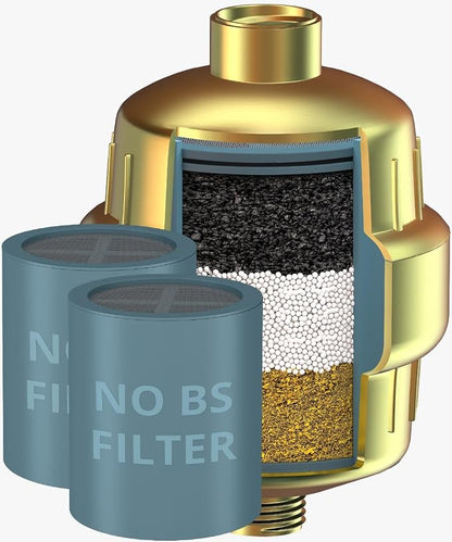 weAQUA Heavy Duty NO BS Shower Filter with Extra Replacement Cartridge – 99% Removal for Hard Water, Chlorine, Fluoride, Heavy Metals, Micro-Life, Organics and More