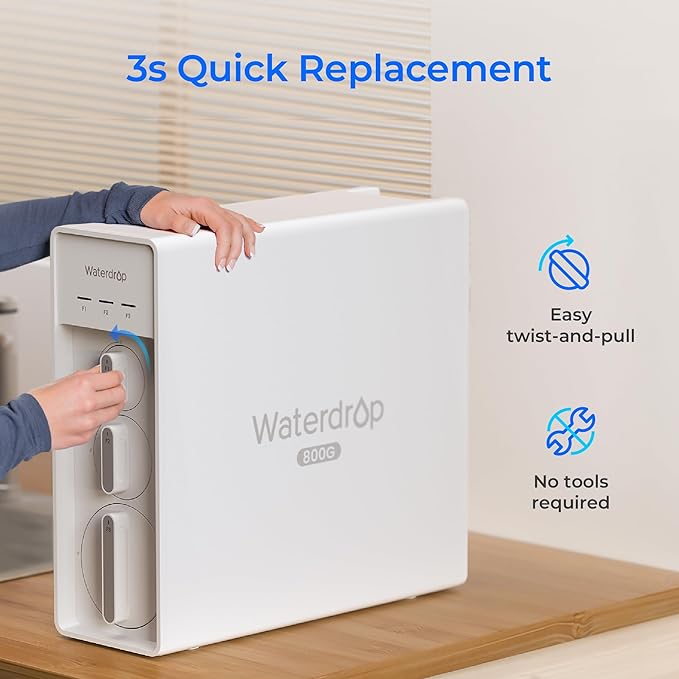 Waterdrop F1G Filter, Replacement for X8 & X8-PRO & X12-WCS & X12-Plus Reverse Osmosis System, [ NO Minerals Added ], 12-month Lifetime