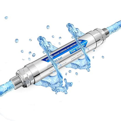 Salt Free Water Descaler Whole House, ¾-Inch NPT Water Descaler System, Scale Water Softener System,Prevents Limescale in Pipes, Tankless Water Heaters, Appliances & Smart Toilets