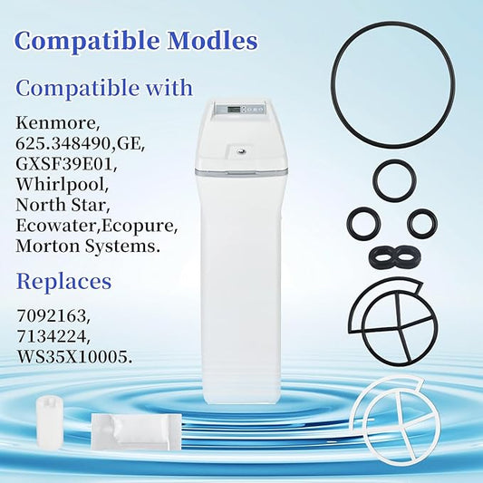 7129716 Water Softener Seal Kit for Whirlpool, GE, Kenmore, Morton - Replace 7092163, 7134224, WS35X10005