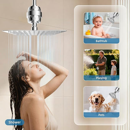 iFealClear 20-Stage Shower Filter, High Output Shower Head Filter for Hard Water, Remove Chlorine and Fluoride, Reduce Dry Itchy Skin and Eczema, Consistent Flow Shower Water Filter, Chrome