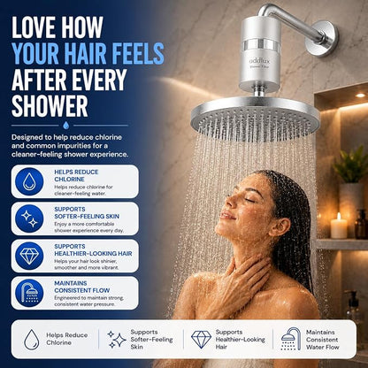 Lab Tested Titanium Shower Water Filter for Hard Water - No Plastic Core High Pressure Filtered Shower Head – Metal Home Water Filter for Healthier Skin & Hair (Chrome + Extra Cartridge Set)