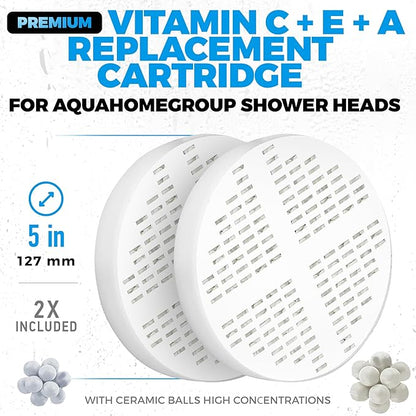 AquaHomeGroup 20 Stage + Vitamin C E and A Shower Filter Cartridge Bundle 2-Pack - Reduces Chlorine, Heavy Metals and Sediment - No Housing