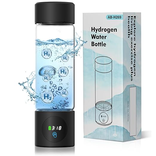 Fakllod Hydrogen Water Bottle Generator, Portable Rechargeable aquahealth Hydrogen Water, Hydrogen Water Ionizer Machine, with SPE/PEM Technology, for Home Office Travel (Dark Black)