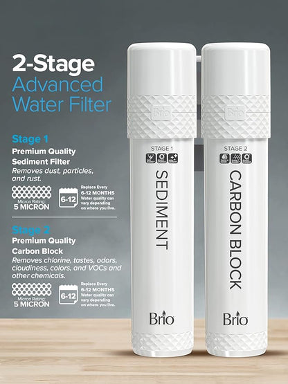 Brio 2 Stage Water Cooler Filter Replacement Kit - for Models with "UVF2" - 1500 Gallons,(Pack of 4)