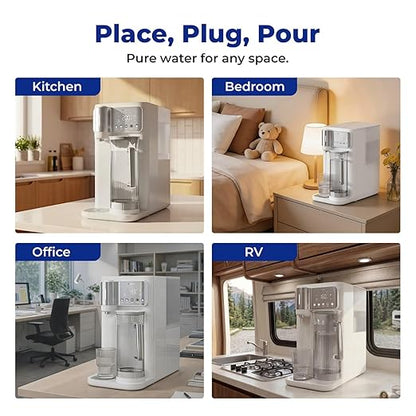 Countertop Reverse Osmosis System with Hot & Cold Water, Large Capacity, 6-Stage RO Filter with Mineralization, 3:1 Pure to Drain, TDS, Autofill Pitcher, Child Lock