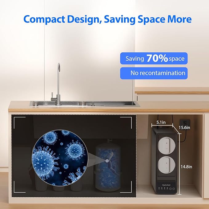 800GPD Reverse Osmosis System, 9 Stage Tankless RO Water Filtration System, Under Sink Water Filter 𝐈𝐧𝐜𝐥. 𝟏 𝐄𝐱𝐭𝐫𝐚 𝐓𝐃𝐒 𝐌𝐞𝐭𝐞𝐫, 2.5:1 Pure to Drain, Reduce TDS, FCC Listed