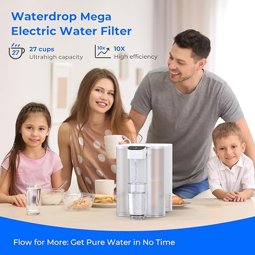 Waterdrop ED04W-L Mega Electric Water Filter Dispenser, Large 27-Cup, White | 200-Gallon Rechargeable Instant System, NSF/ANSI 42&53&401&372, Reduce PFOA/PFOS, Lead, Chlorine, Does not Lower TDS