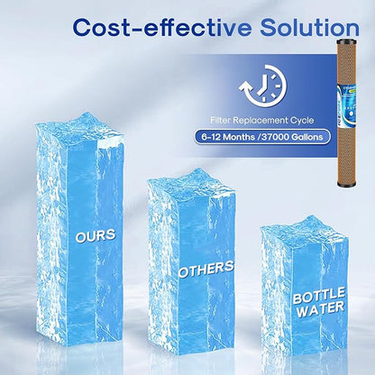 ICEPURE 5 Micron 20" x 2.5" Whole House Activated Carbon and KDF Water Filter Cartridge, Heavy Metal Removal Filter Replacement for EP-20, C1-20, F3WCB32, CTO20-KDF, 2PACK