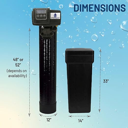 AFW Premium Fleck Whole House 64k Water Softener System - Upgraded 10% Resin 5600sxt Metered On-Demand - Efficient Water Softening System with 1" Bypass and Brine Tank - 64,000 Grain Capacity