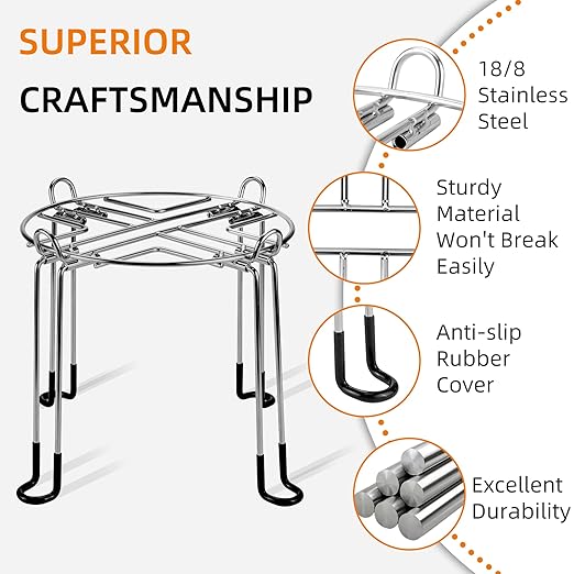 Extra Tall 8" Stainless Steel Gravity-fed Water Filter Stand with Rubber Non-Slip Feet - 9" Diameter, Compatible with Most Medium Size Gravity-fed Water Systems